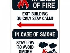 In case of fire exit building quickly stay calm sign