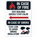 In case of fire exit building quickly stay calm sign